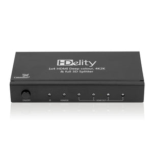 Cablesson HDelity 1x4 HDMI Splitter mit 4K2K mit XO Platinum 1,5 m High Speed HDMI-Kabel mit Ethernet - Schwarz