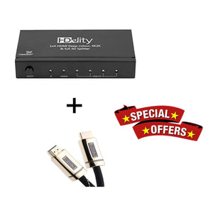 Cablesson HDelity 1x4 HDMI Splitter mit 4K2K mit XO Platinum 12m High Speed ​​HDMI-Kabel mit Ethernet - Gold