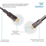 Cablesson 1x2 HDMI 2.0 Splitter mit EDID (18G) mit HDElity AOC abnehmbarem Kabel - 15m